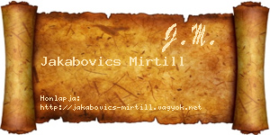 Jakabovics Mirtill névjegykártya
